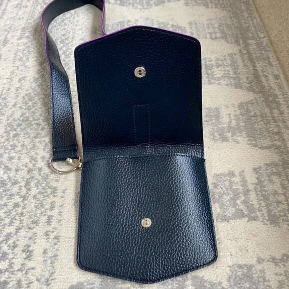 Bijoux Terner Black w Purple Trim Vegan Leather Mini Crossbody Belt Bag - Picture 6 of 11